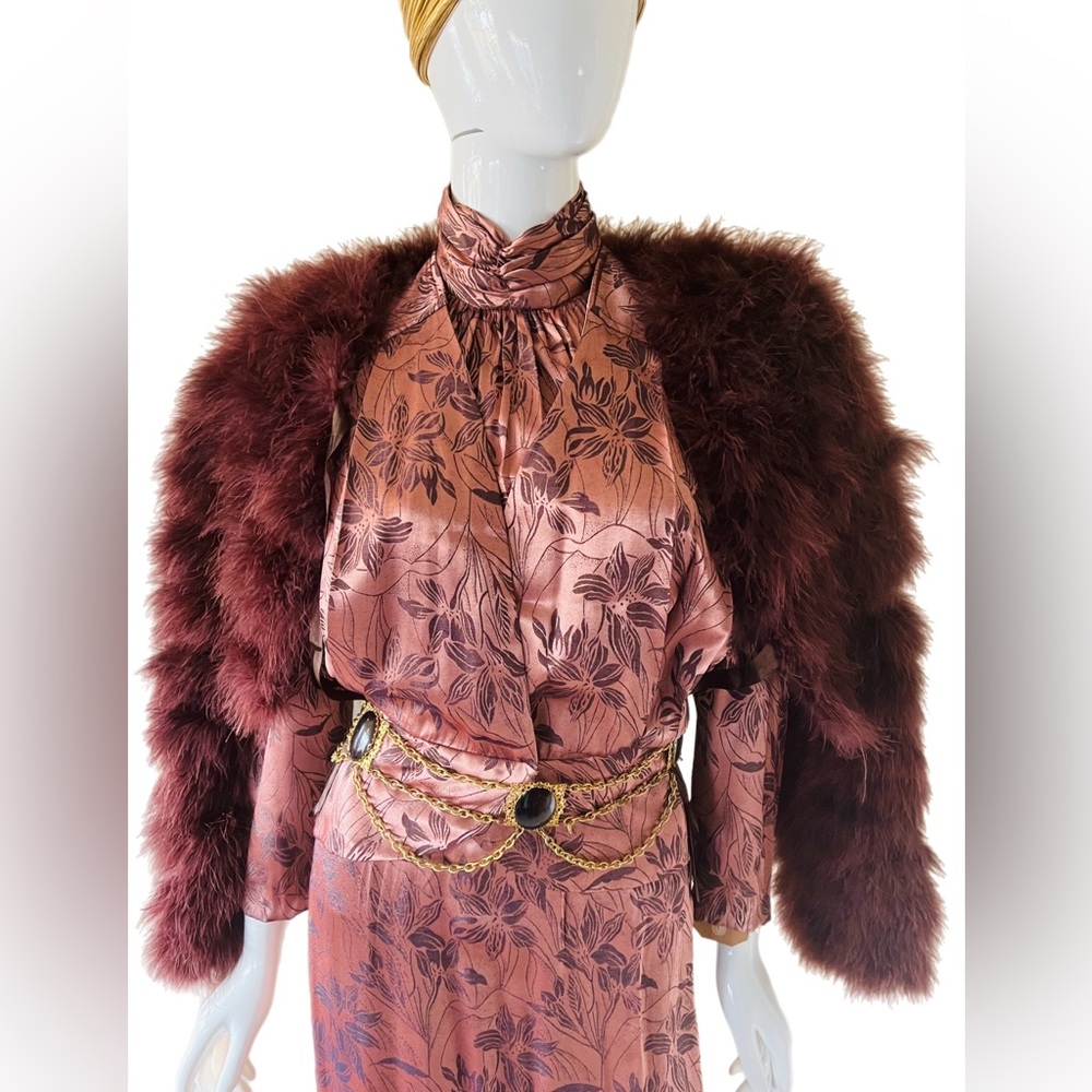 ~Sold~ Chocolate Brown Feather Marabou Style Cropped Coat by Lapis